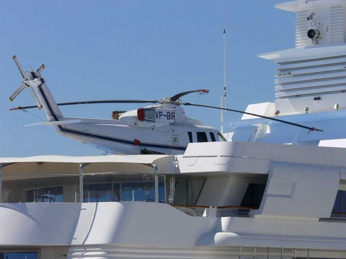 a helicopter on a boat aboard LADY MOURA Yacht for Sale