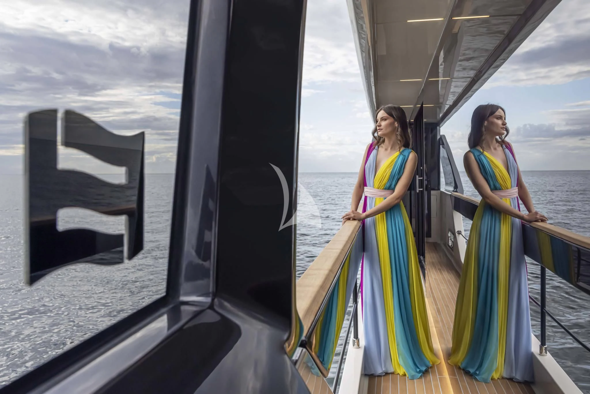 two women on a boat aboard EPIC Yacht for Sale