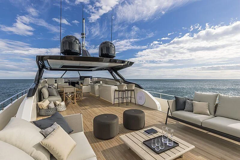 a boat on a large body of water aboard EPIC Yacht for Sale