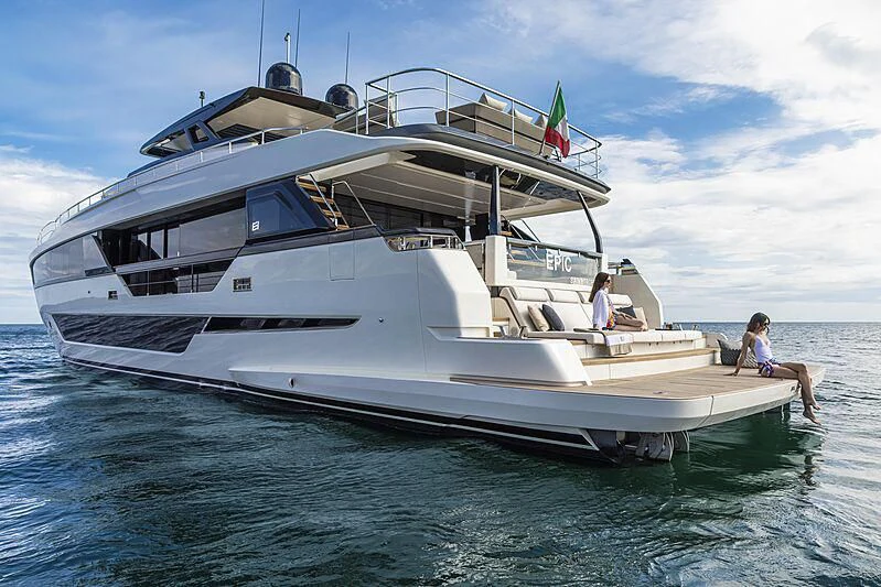 a boat on the water aboard EPIC Yacht for Sale