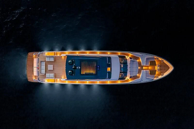 a close-up of a toy train aboard EPIC Yacht for Sale