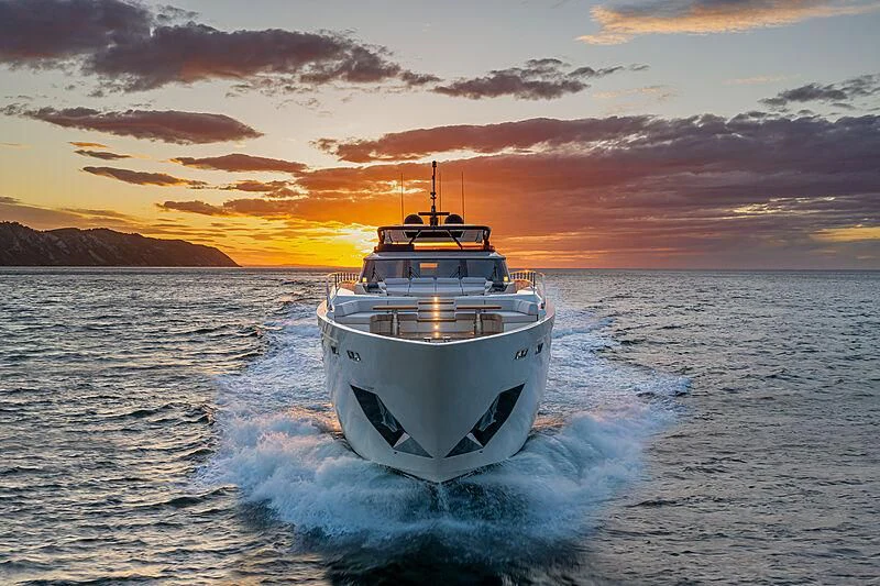 a boat in the water aboard EPIC Yacht for Sale