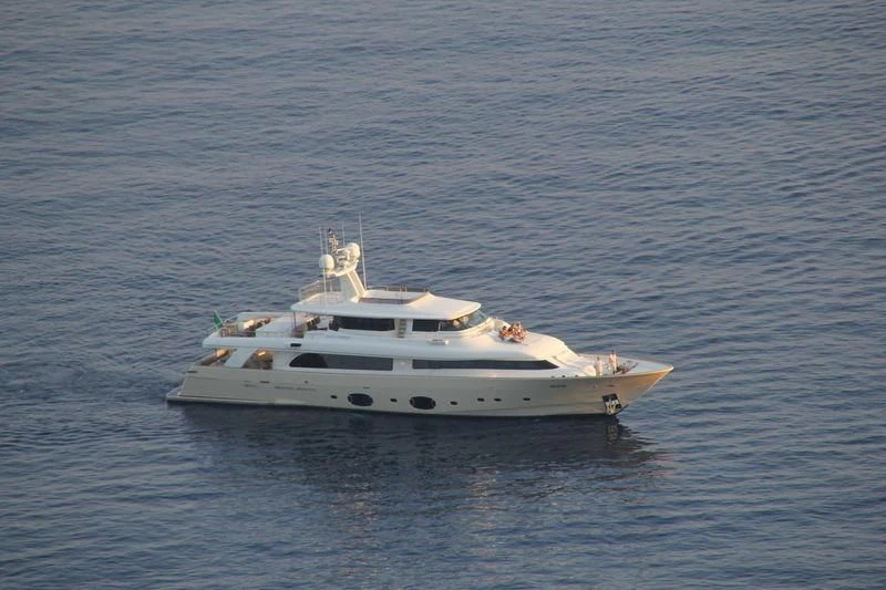 a white boat in the water aboard MARIDAKI Yacht for Sale