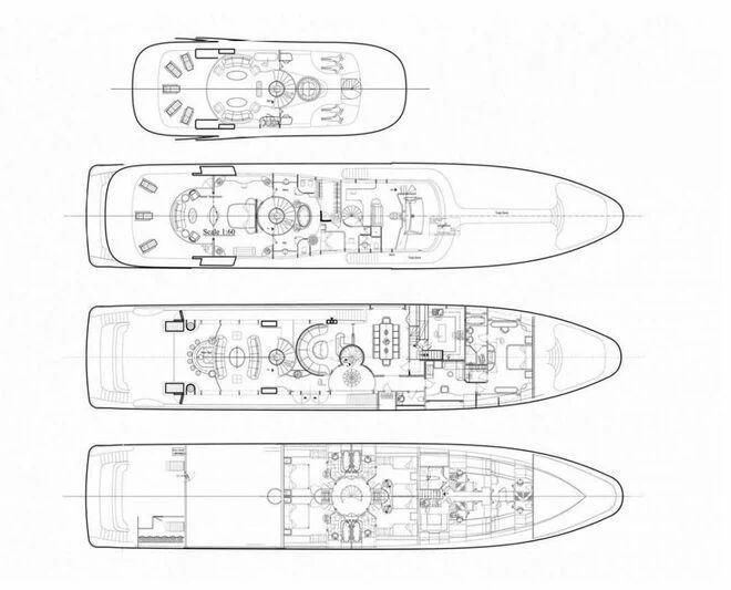 diagram, engineering drawing aboard CABERNET Yacht for Sale