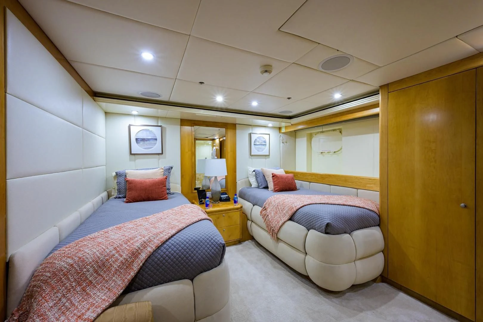 a couple of beds in a hotel room aboard CABERNET Yacht for Sale