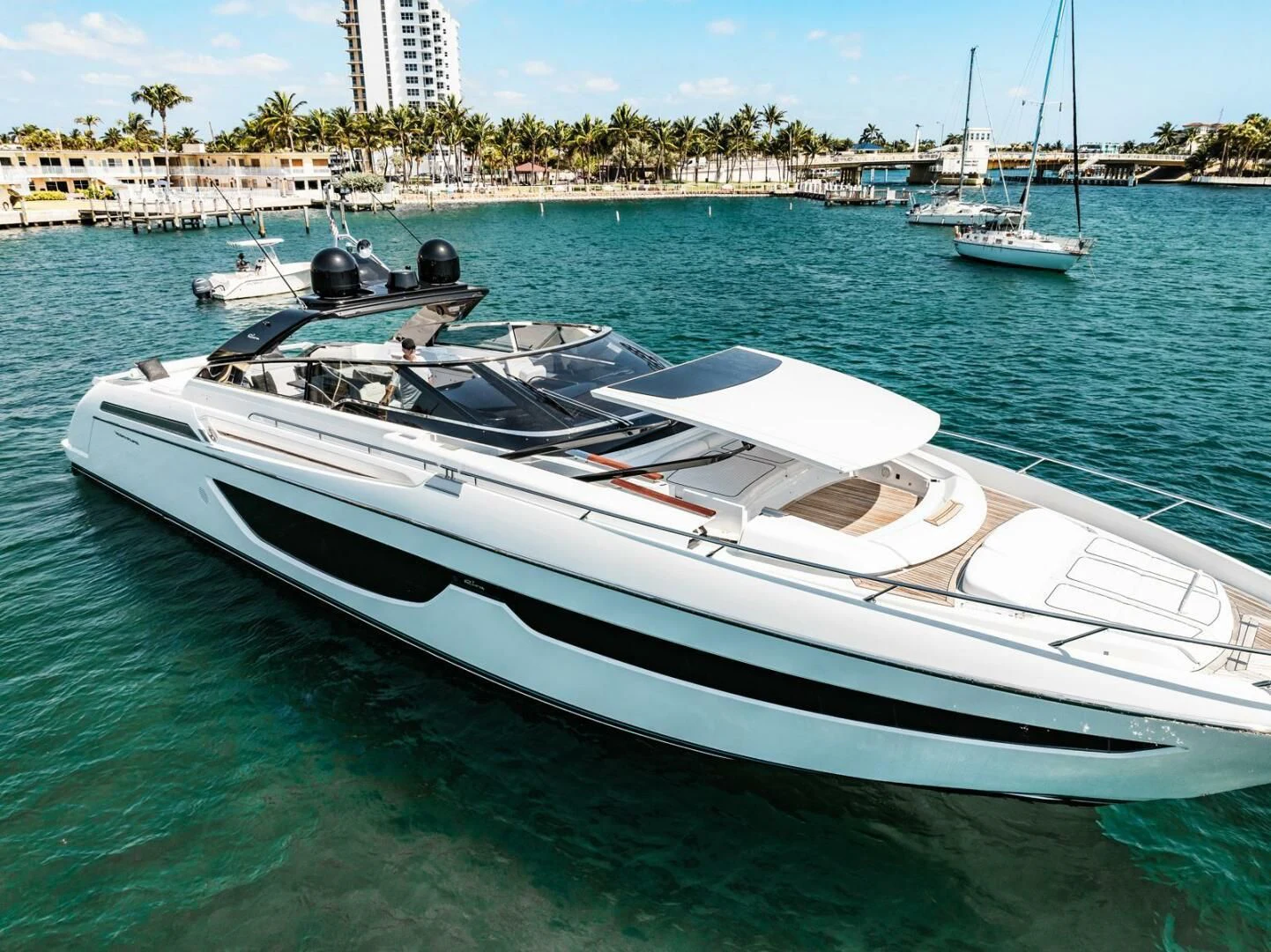 a white boat in the water aboard REGENCY Yacht for Sale