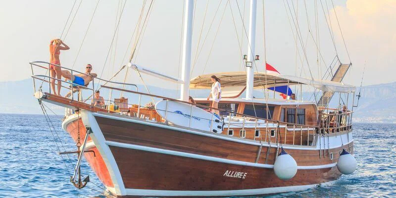 a boat on the water aboard ALLURE E Yacht for Sale