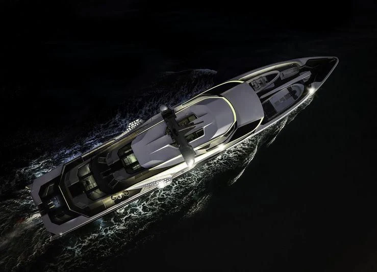 a space ship in space aboard PROJECT REVOLUTION Yacht for Sale