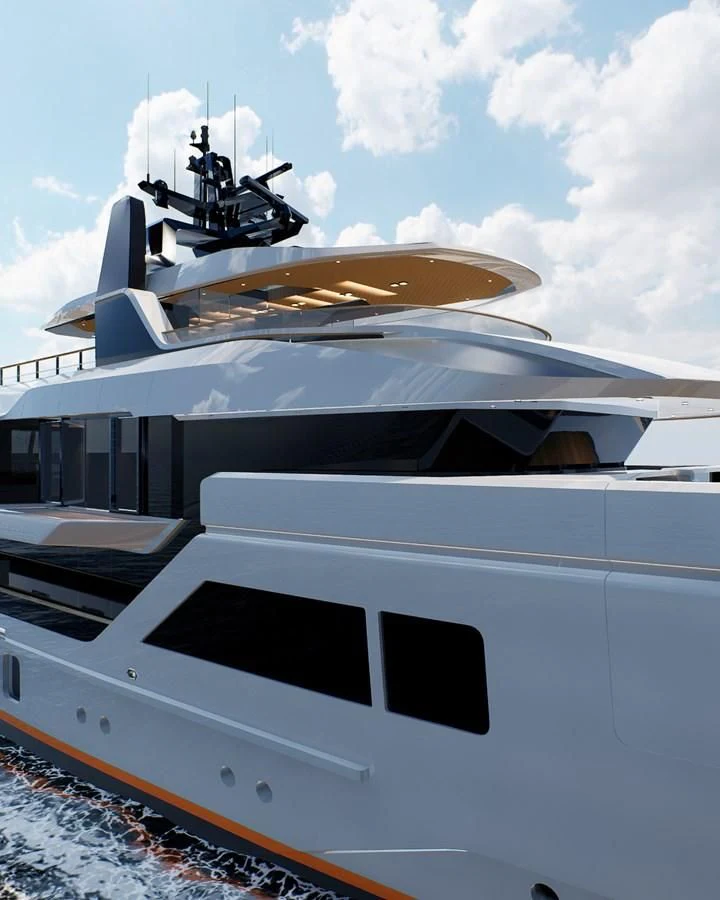 a boat with a snowboard on it aboard PROJECT REVOLUTION Yacht for Sale