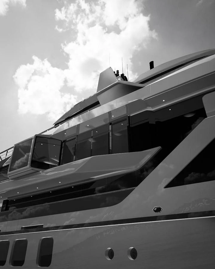 a plane parked on the ground aboard PROJECT REVOLUTION Yacht for Sale