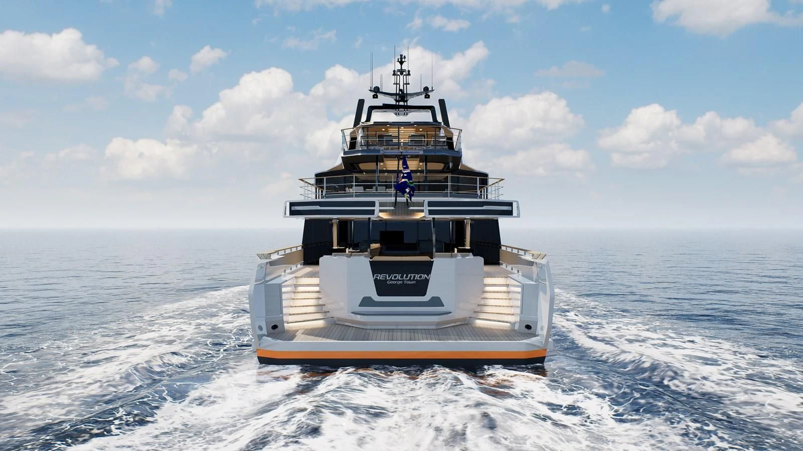 a boat in the water aboard PROJECT REVOLUTION Yacht for Sale