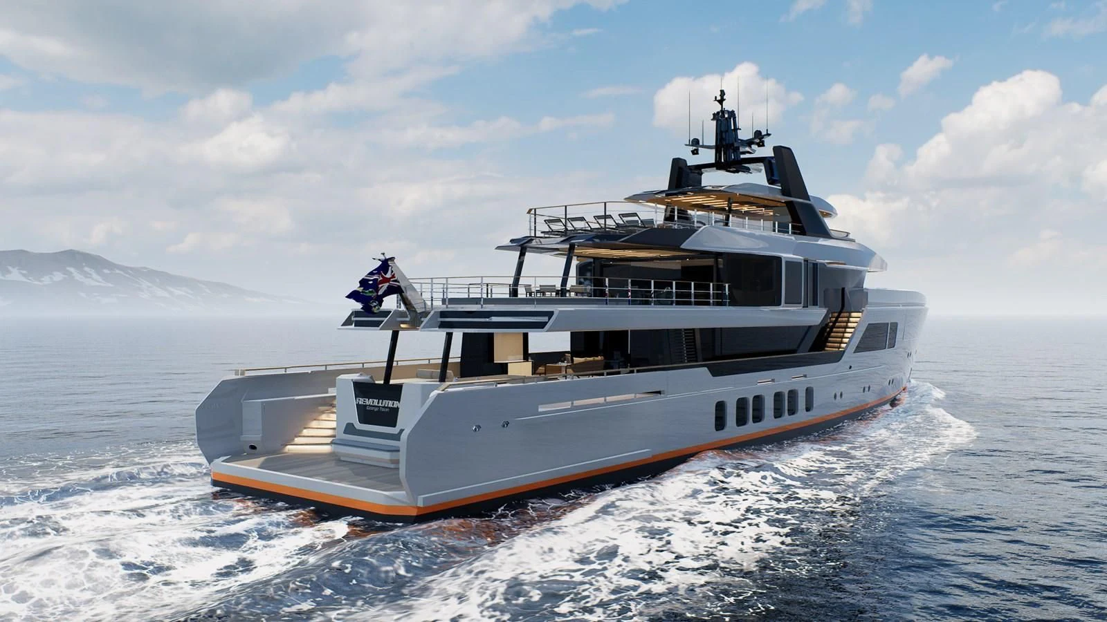 a boat on the water aboard PROJECT REVOLUTION Yacht for Sale