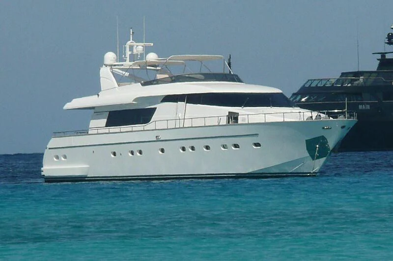 a large white yacht aboard BRIVIDO Yacht for Sale