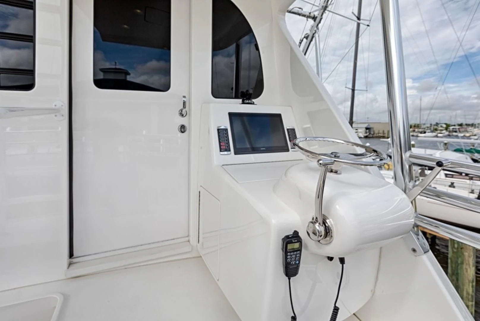 a white vehicle with a screen aboard REEL GOOD TIME Yacht for Sale