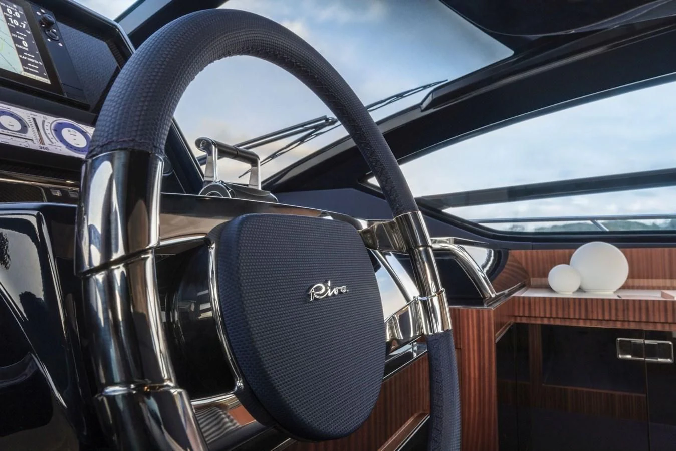 the front of a car aboard RIVA 66' RIBELLE Yacht for Sale