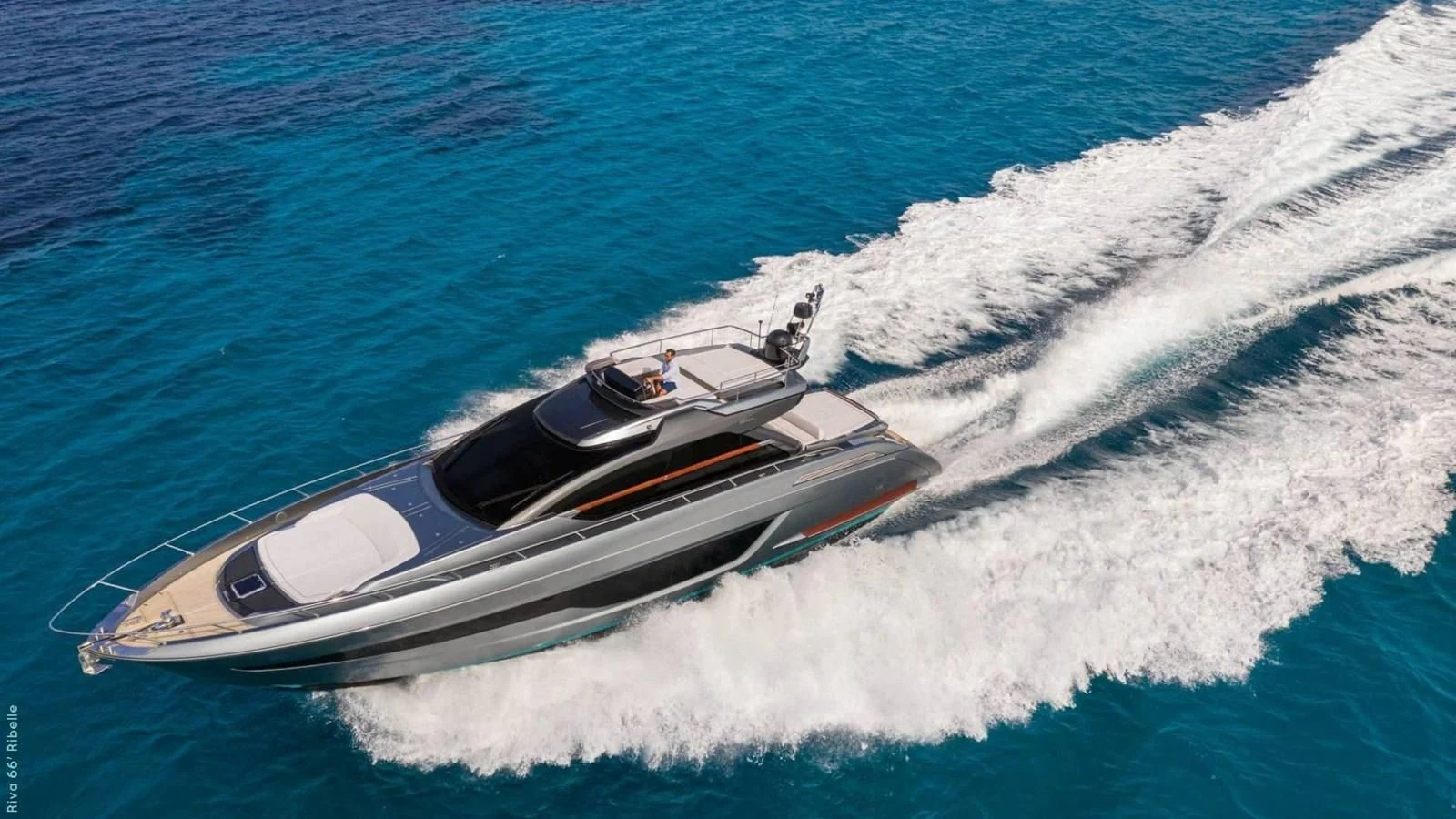 a boat on the water aboard RIVA 66' RIBELLE Yacht for Sale