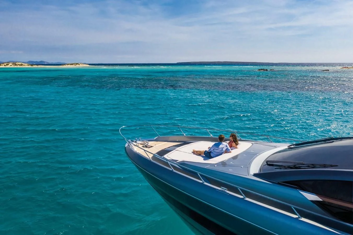 a couple of people in a boat aboard RIVA 66' RIBELLE Yacht for Sale