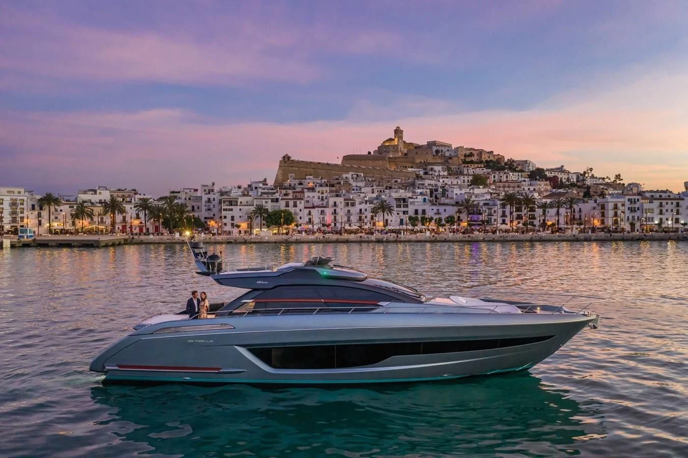 a boat on the water aboard RIVA 66' RIBELLE Yacht for Sale