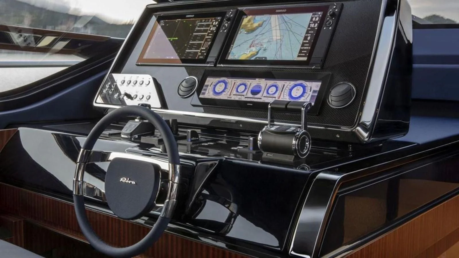 the inside of a car aboard RIVA 66' RIBELLE Yacht for Sale