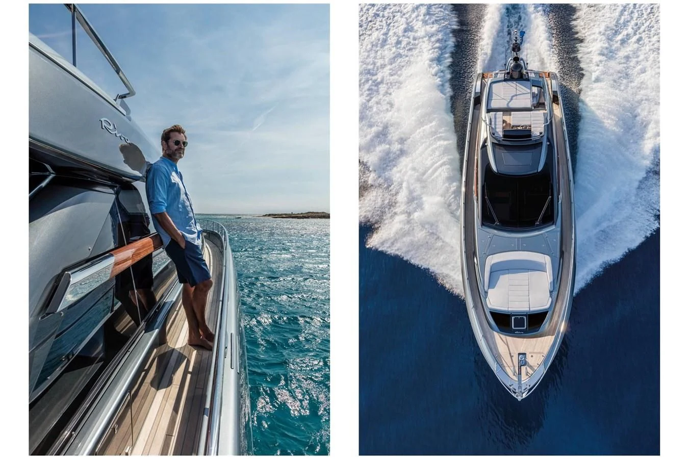 a person on a boat aboard RIVA 66' RIBELLE Yacht for Sale