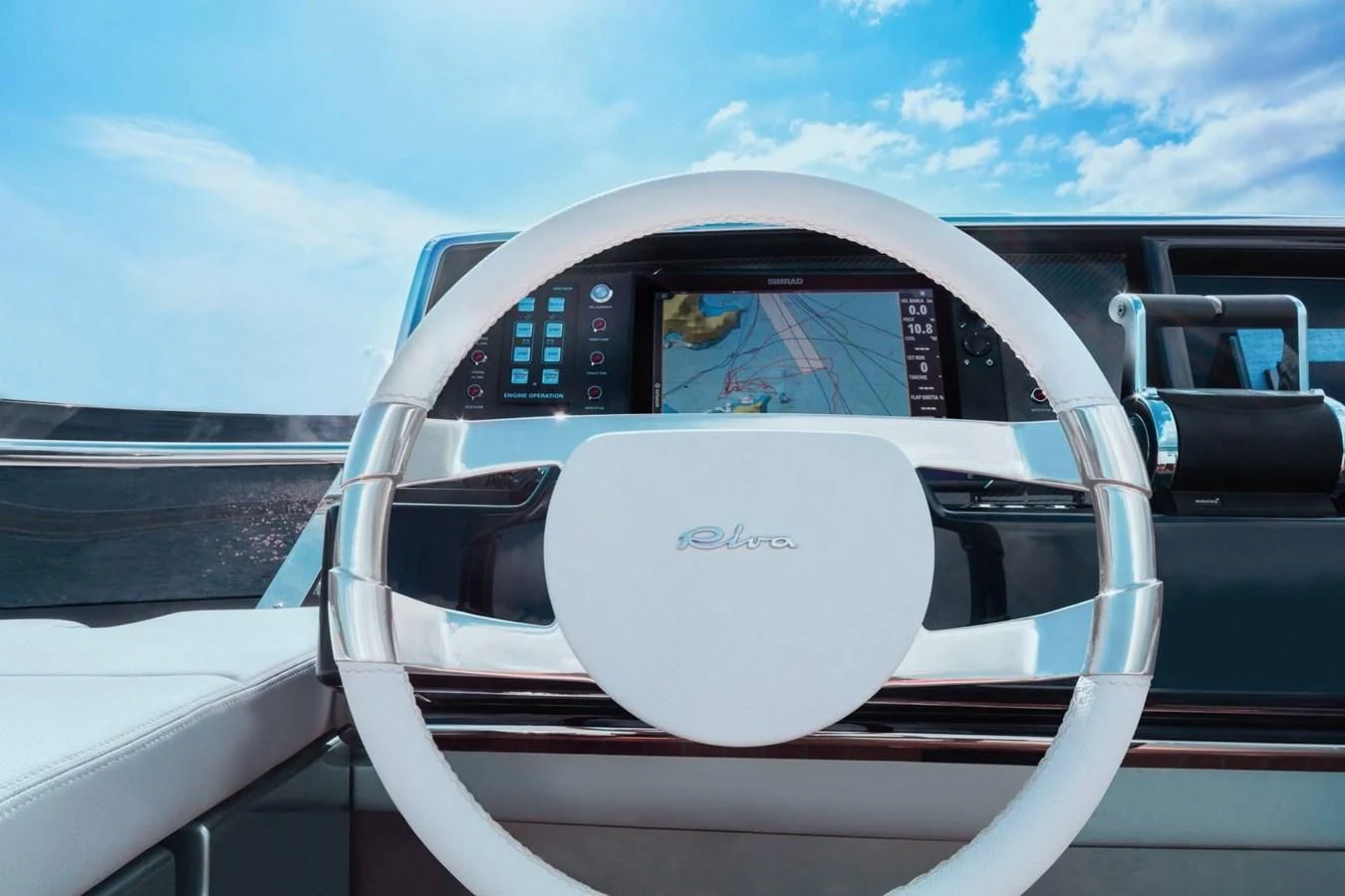 the front of a white car aboard RIVA 66' RIBELLE Yacht for Sale