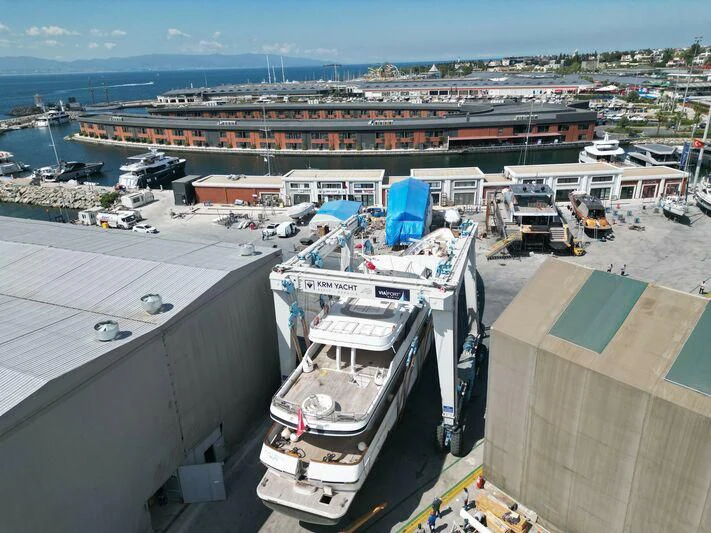 a ship docked at a port aboard COSTA MAGNA Yacht for Sale