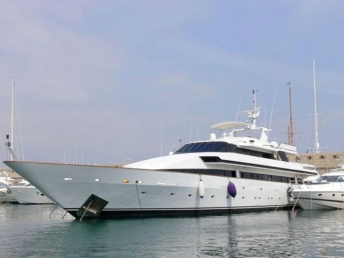 a white yacht in the water aboard COSTA MAGNA Yacht for Sale