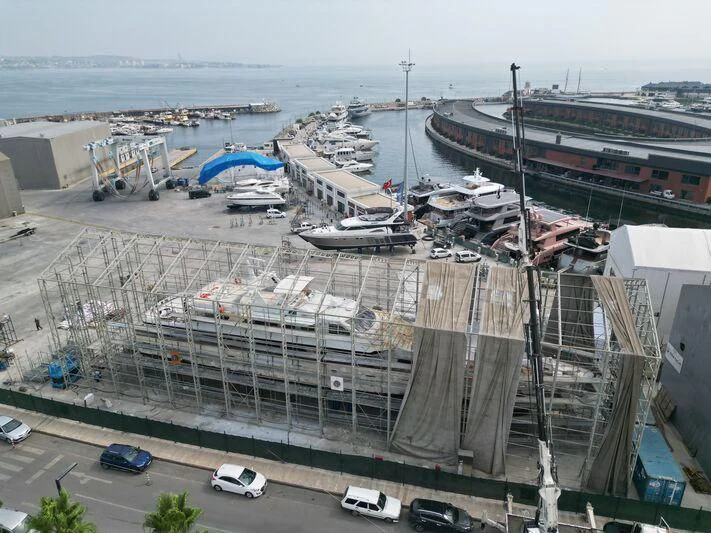 a large construction site aboard COSTA MAGNA Yacht for Sale