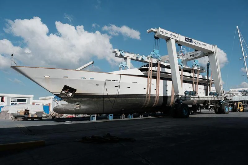 a large metal object on a trailer aboard COSTA MAGNA Yacht for Sale