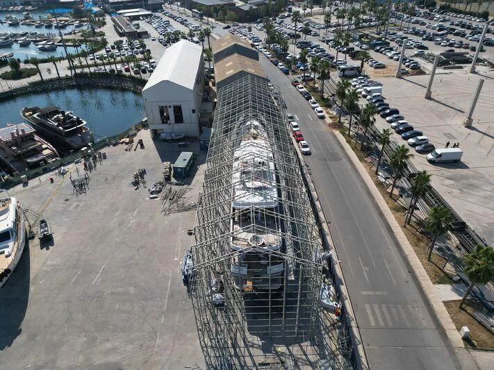 a group of boats parked in a harbor aboard COSTA MAGNA Yacht for Sale