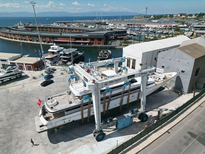 a boat on a trailer aboard COSTA MAGNA Yacht for Sale