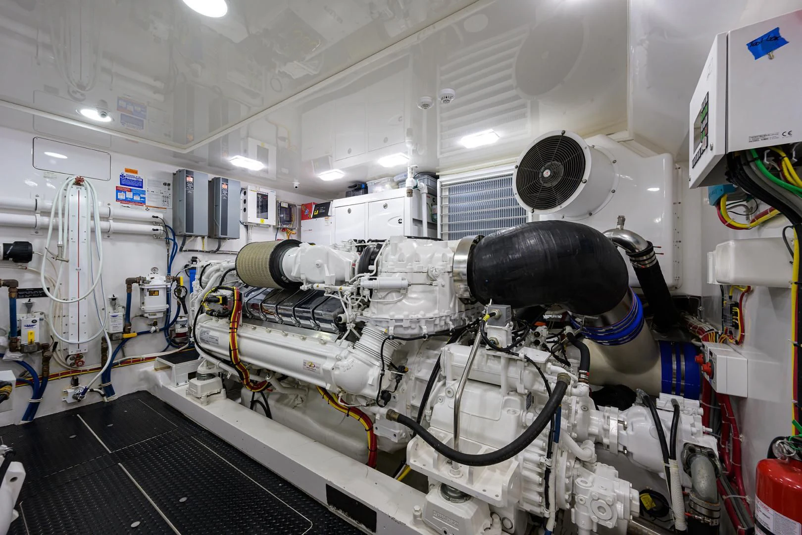 a large white machine with wires aboard PASTIME Yacht for Sale