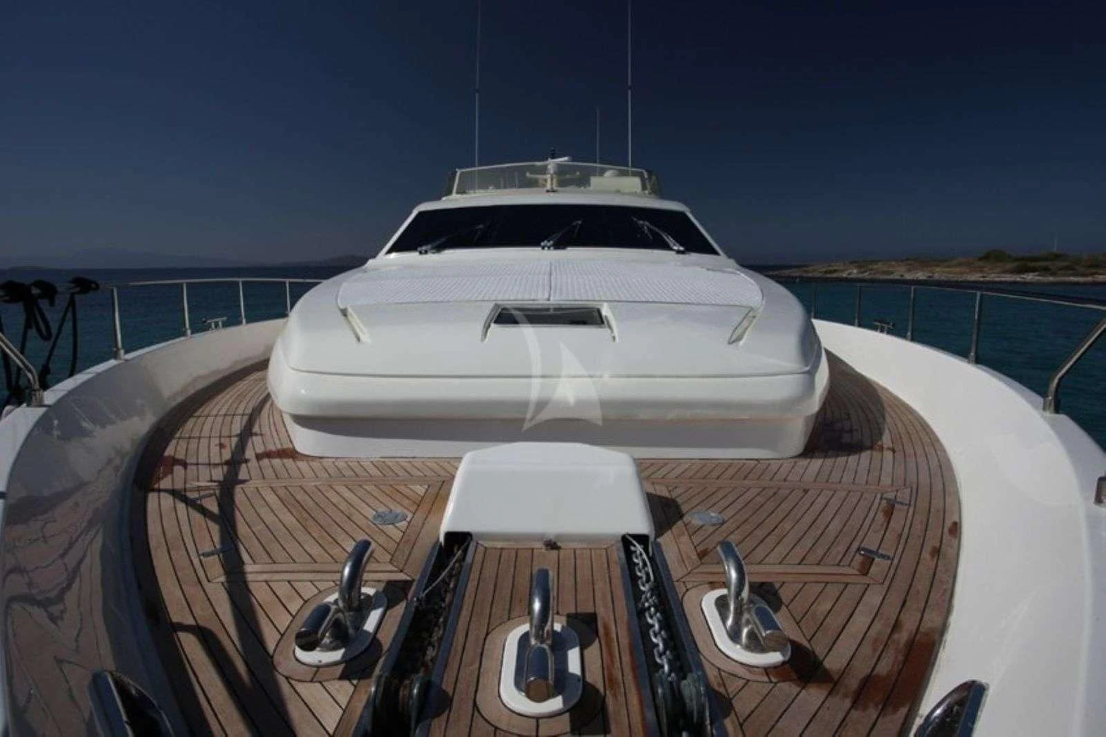 a white car on a boat aboard KENTAVROS II Yacht for Charter