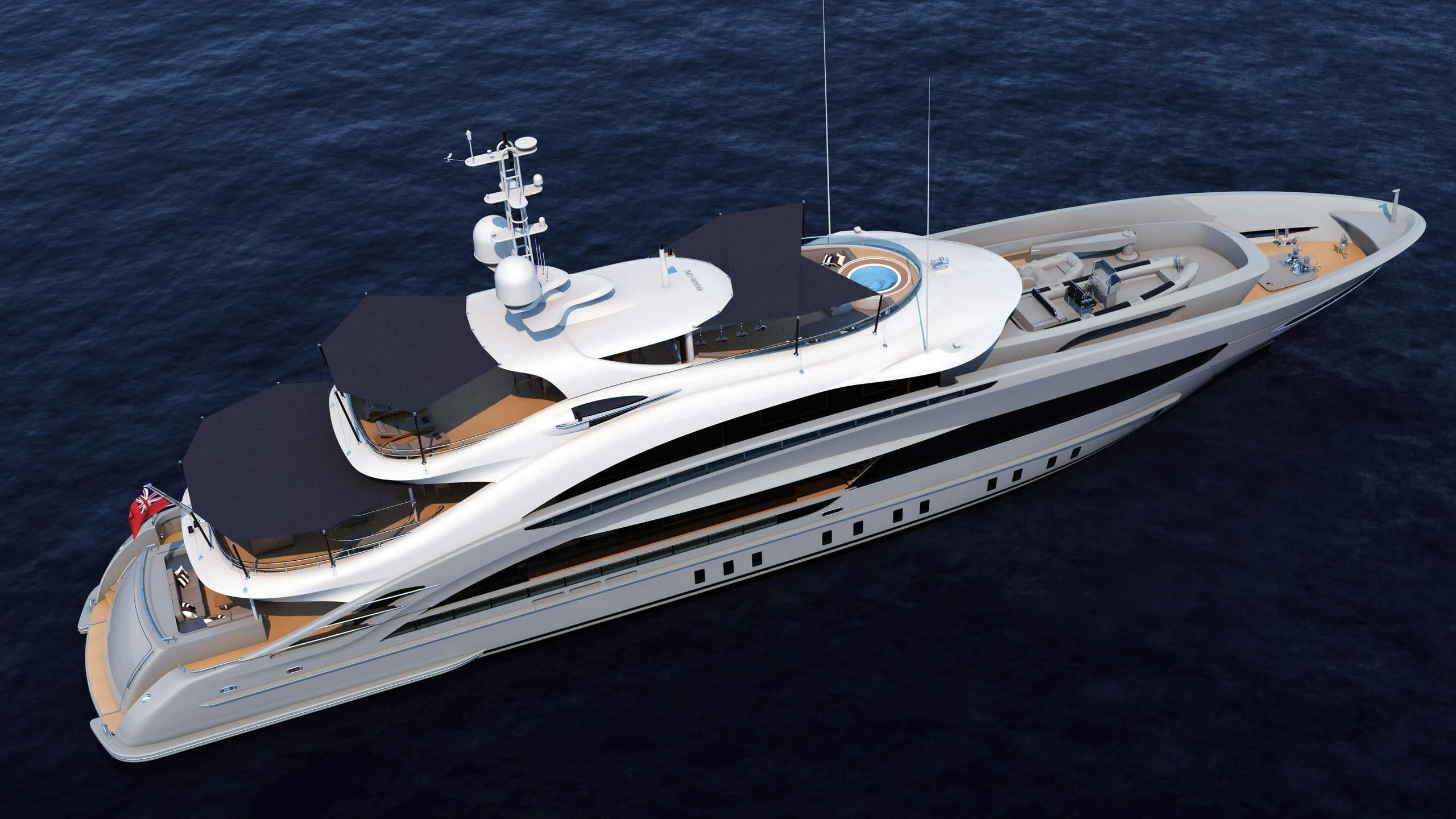 a white boat on the water aboard OMAHA Yacht for Sale