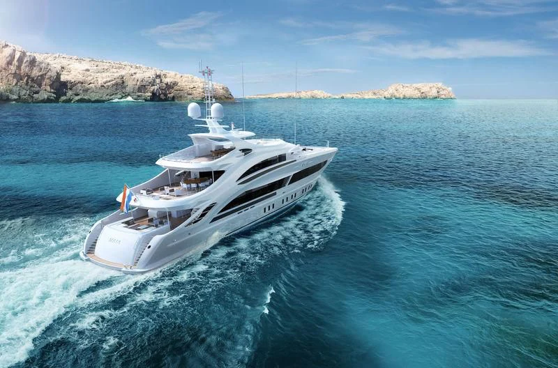 a boat on the water aboard OMAHA Yacht for Sale