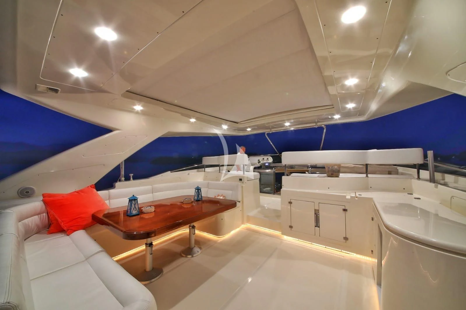 a room with a bed and desk aboard FUNDA D Yacht for Sale