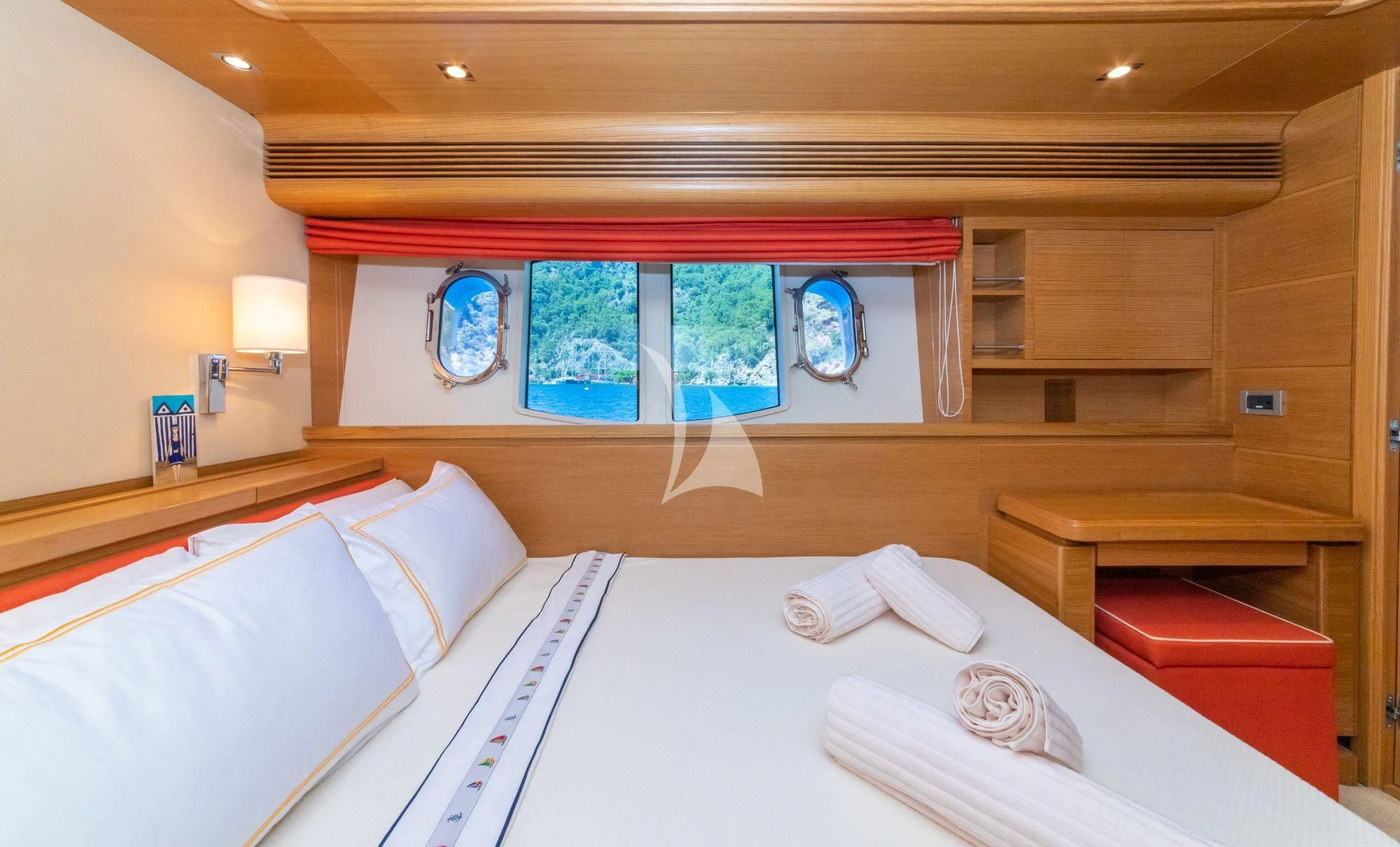 a room with a bed and a window aboard FUNDA D Yacht for Sale