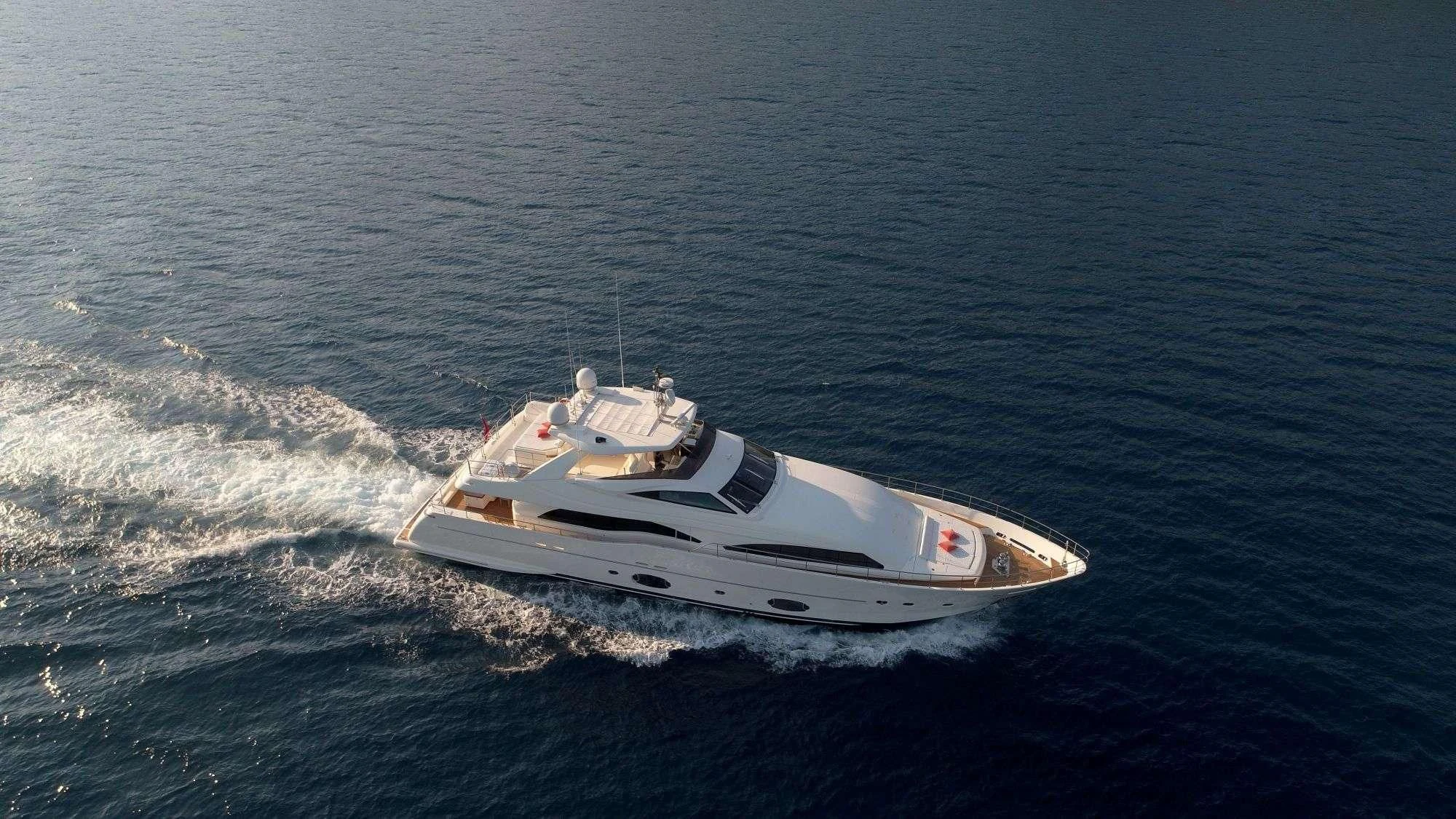 a white boat on the water aboard FUNDA D Yacht for Sale