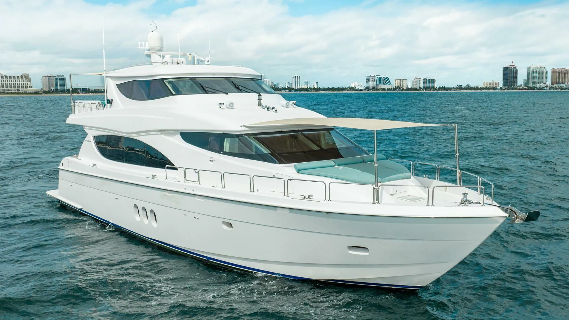 a white yacht in the water aboard RITZ SEA Yacht for Sale