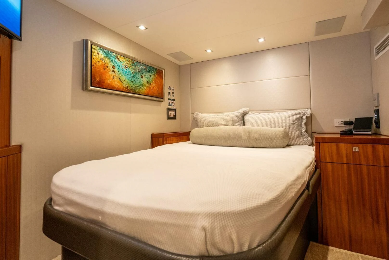 a bed in a room aboard RITZ SEA Yacht for Sale