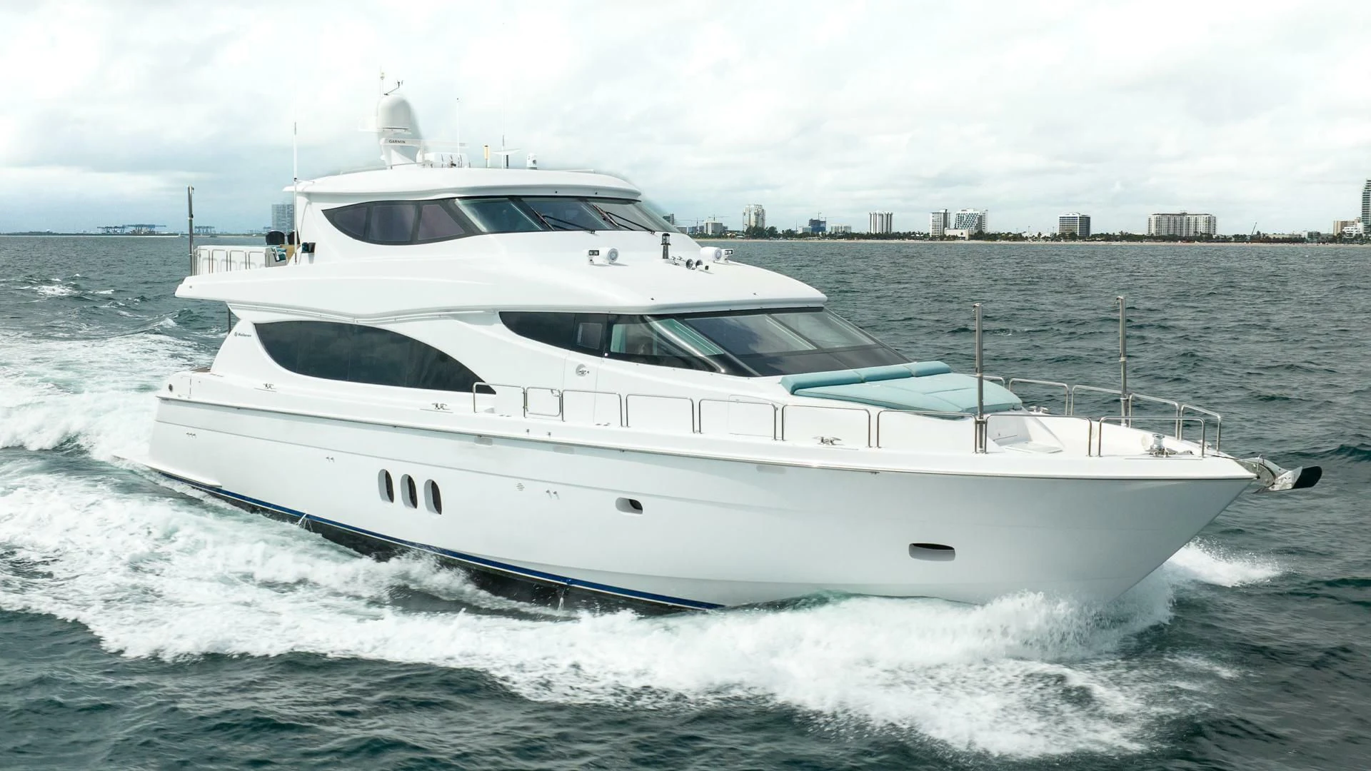 a white yacht on the water aboard RITZ SEA Yacht for Sale