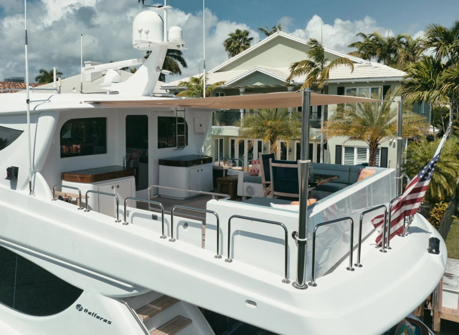 a white boat with a white roof aboard RITZ SEA Yacht for Sale