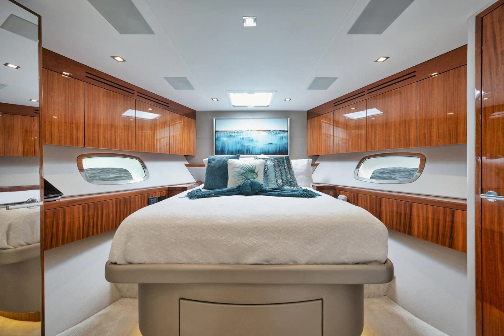 a bedroom with a bed aboard RITZ SEA Yacht for Sale