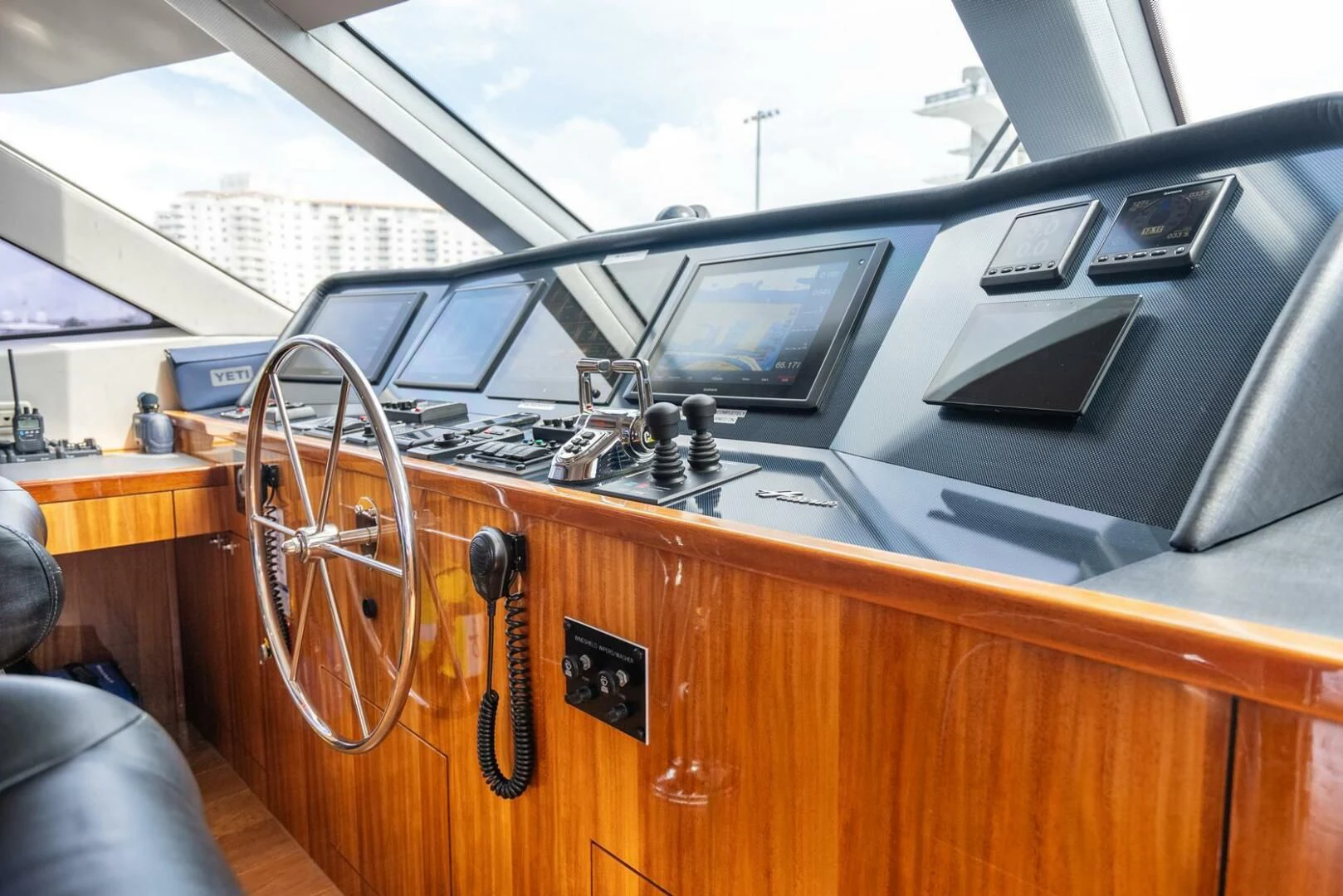 a car with a radio on the top aboard RITZ SEA Yacht for Sale
