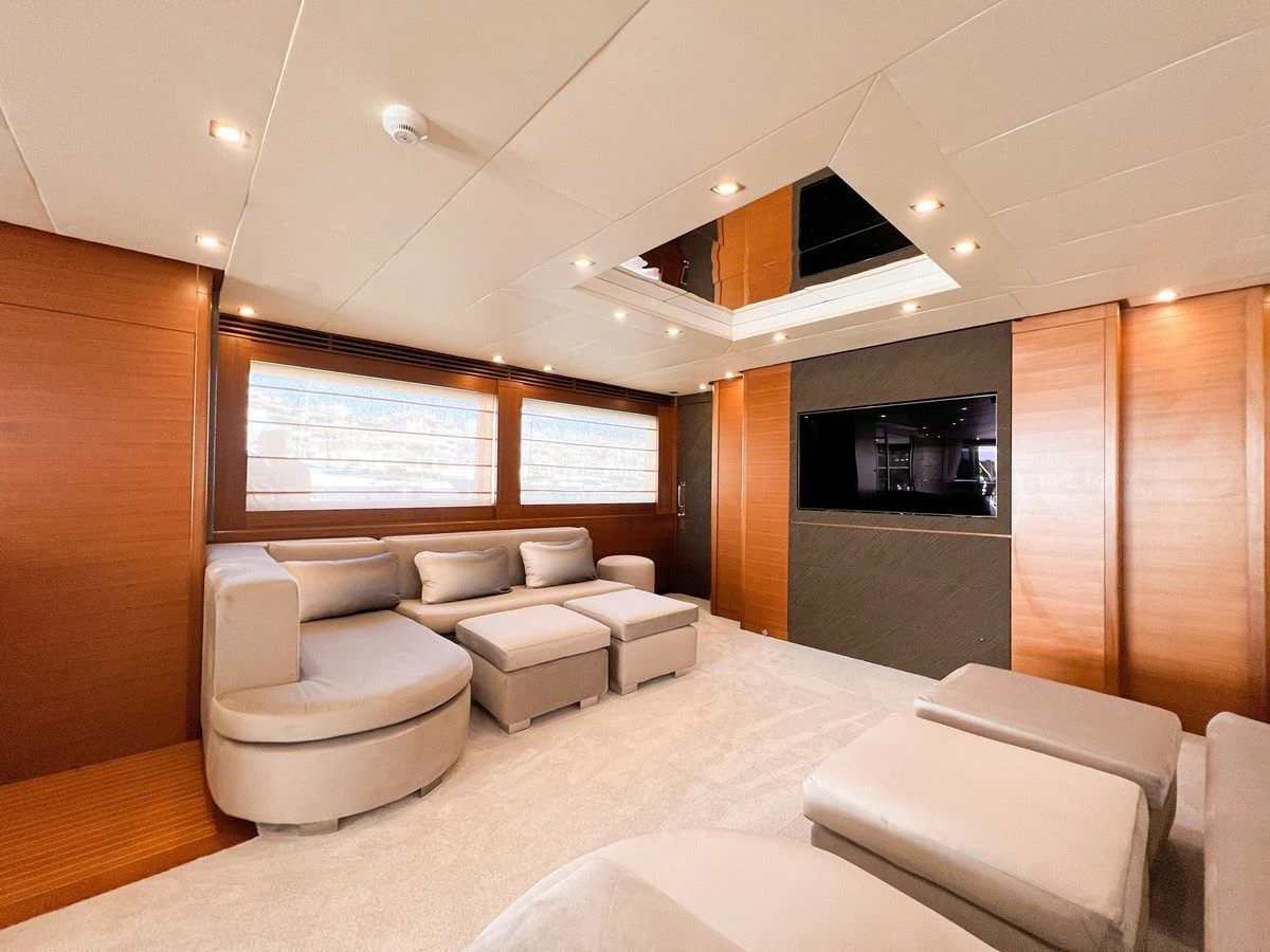 a room with a bed and a tv aboard MATSU Yacht for Sale