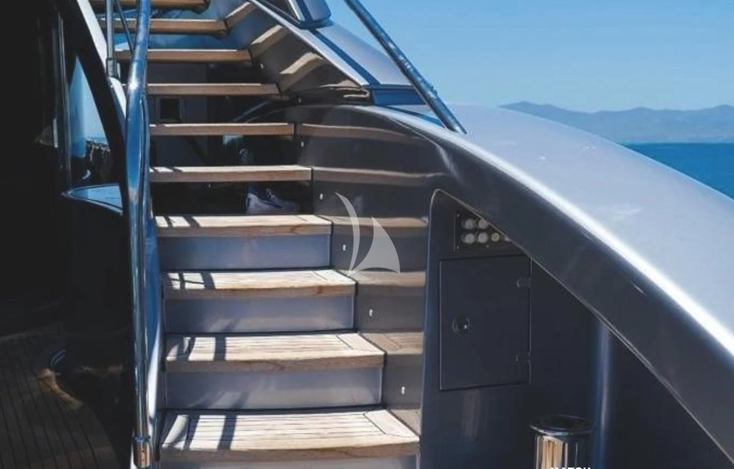 the interior of a car aboard MATSU Yacht for Sale