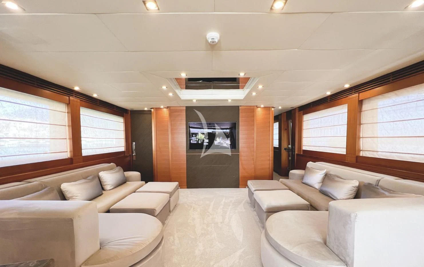 a room with a bed and a television aboard MATSU Yacht for Sale