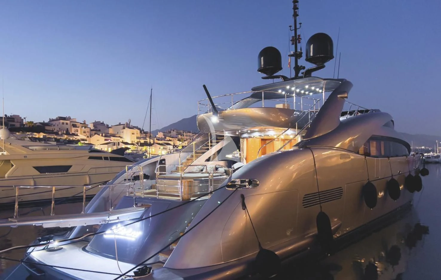 a large military tank on a boat aboard MATSU Yacht for Sale