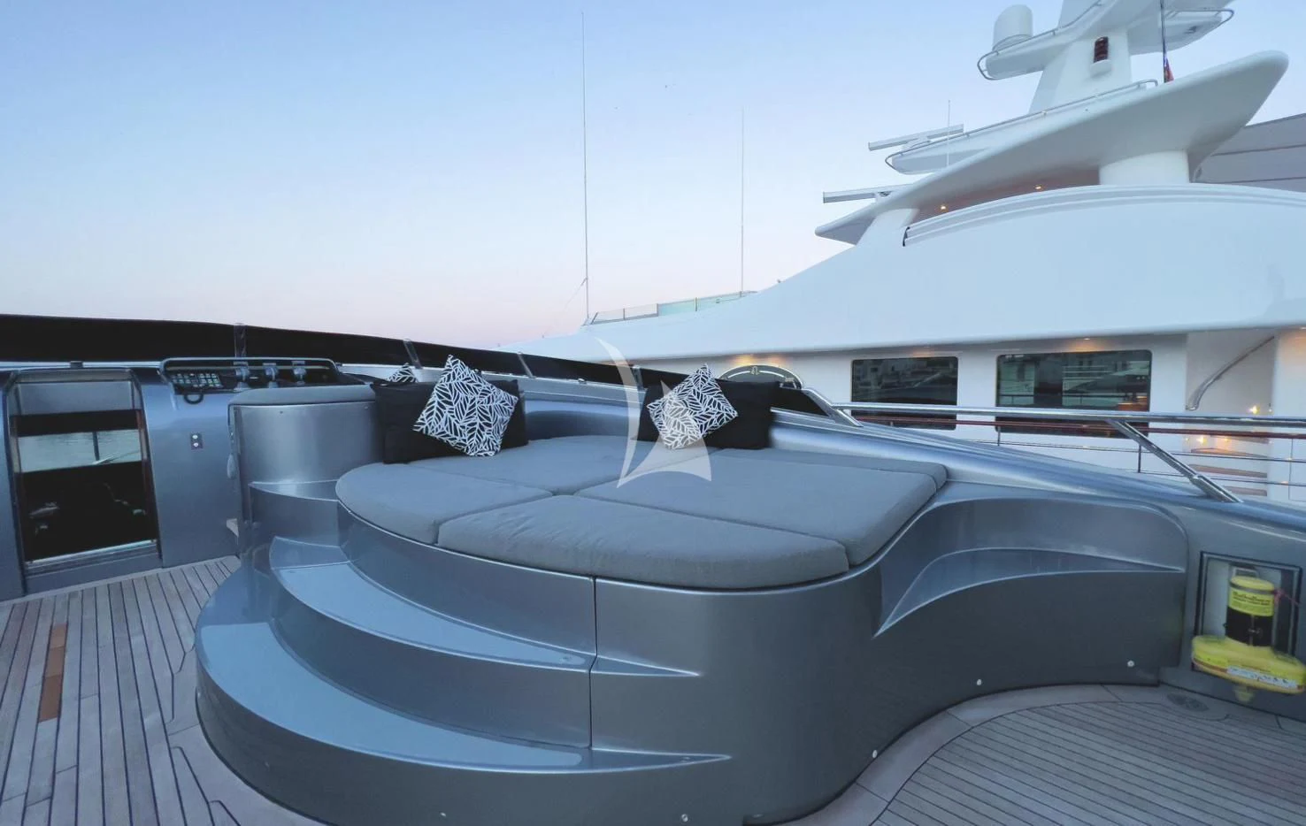 a car parked in a garage aboard MATSU Yacht for Sale