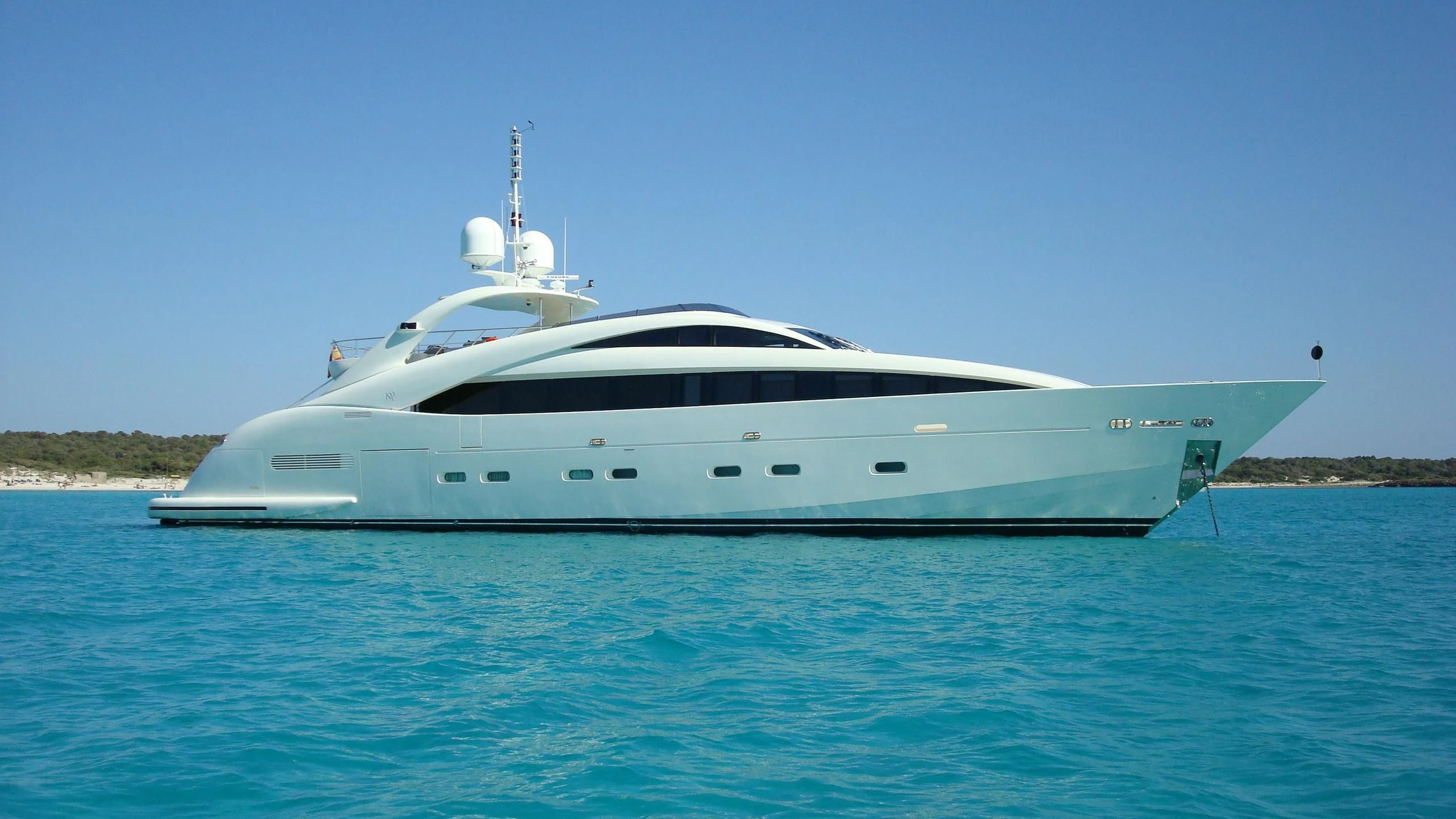 a white yacht in the water aboard MATSU Yacht for Sale